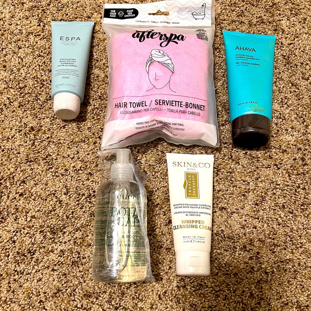 Lot Of 5 ~ ESPA, AHAVA, AFTERSPA TOWEL, SKIN & CO